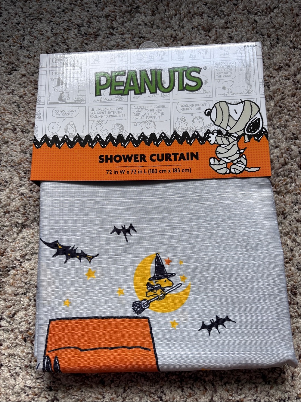 Peanuts Halloween Snoopy & Woodstock Vampire Shower Curtain New